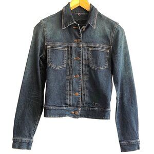 Vtg Sergio Valente Womens Small Cowgirl Western Metal Steer Logo Denim Jacket